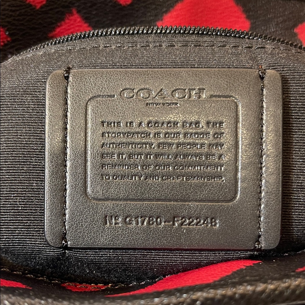 Coach City Tote in Red & Black Buffalo Plaid Canvas - Picture 2 of 16